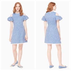 KATE SPADE Blue Cold Shoulder Tweed Dress 16